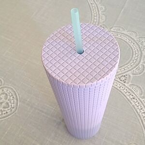 Starbucks.Vtg.Matte lilac grid tumbler 24 Oz cold cup Limited Edition,pr…